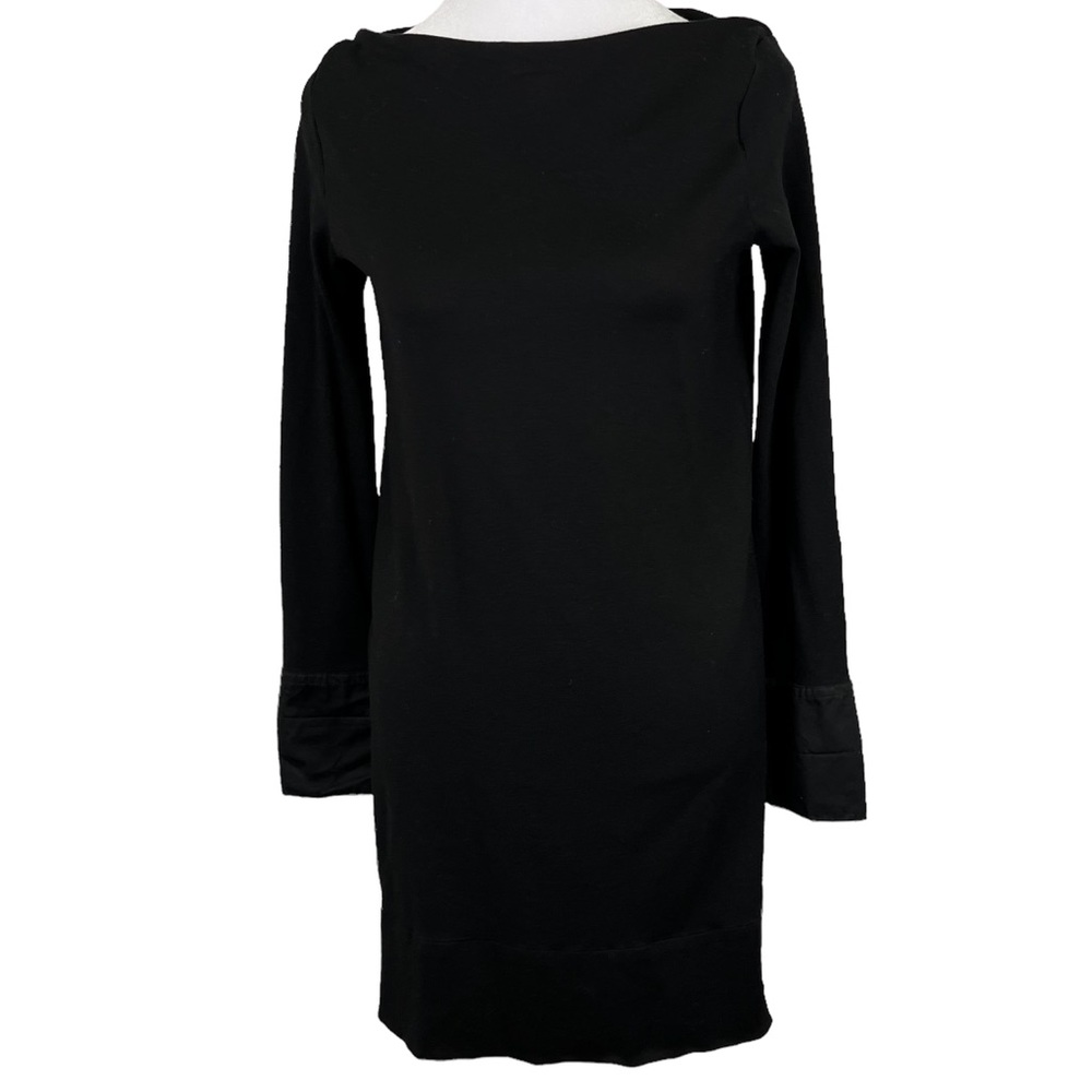 COS Black Sheath Long Sleeve Buttoned Cuffs Boat Neckline Size‎ XS